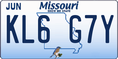 MO license plate KL6G7Y