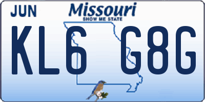 MO license plate KL6G8G