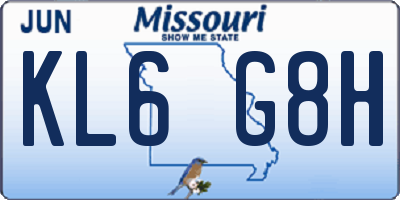 MO license plate KL6G8H
