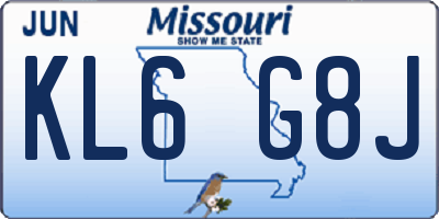 MO license plate KL6G8J