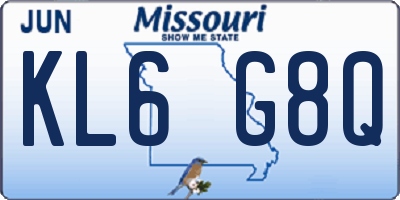 MO license plate KL6G8Q