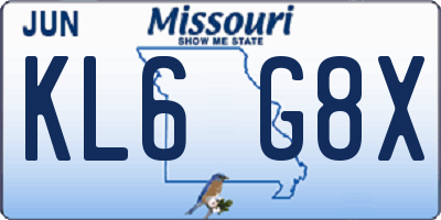 MO license plate KL6G8X