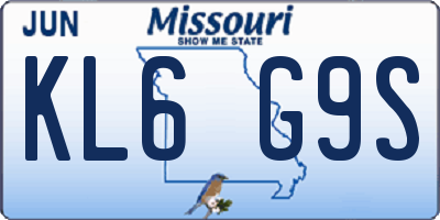 MO license plate KL6G9S