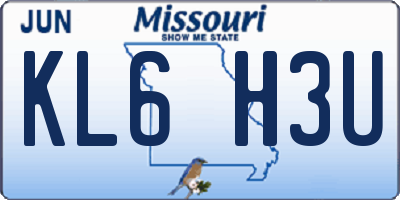 MO license plate KL6H3U