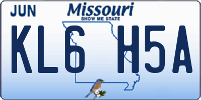 MO license plate KL6H5A