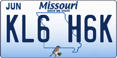 MO license plate KL6H6K