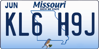 MO license plate KL6H9J
