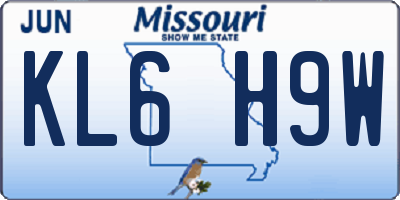 MO license plate KL6H9W