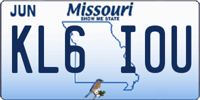 MO license plate KL6I0U