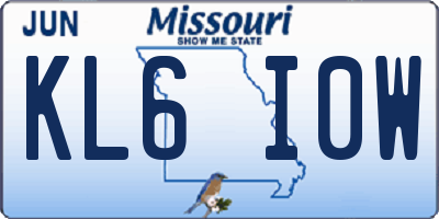 MO license plate KL6I0W