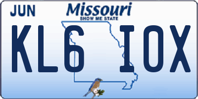 MO license plate KL6I0X