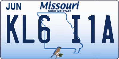 MO license plate KL6I1A