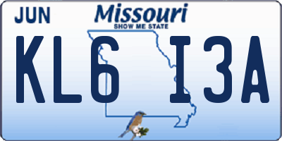 MO license plate KL6I3A