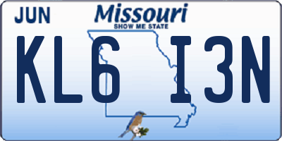 MO license plate KL6I3N