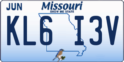 MO license plate KL6I3V