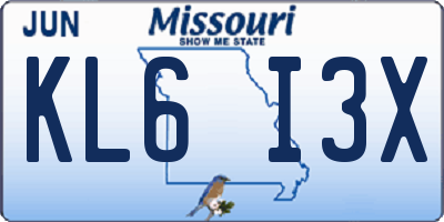 MO license plate KL6I3X