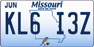 MO license plate KL6I3Z