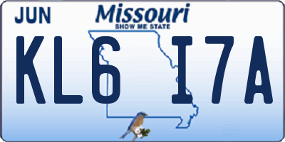 MO license plate KL6I7A