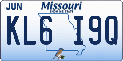 MO license plate KL6I9Q
