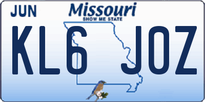 MO license plate KL6J0Z