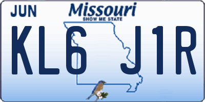 MO license plate KL6J1R