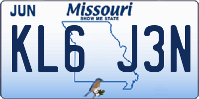 MO license plate KL6J3N