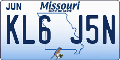 MO license plate KL6J5N