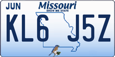 MO license plate KL6J5Z