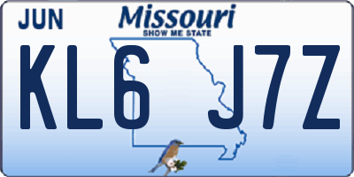 MO license plate KL6J7Z