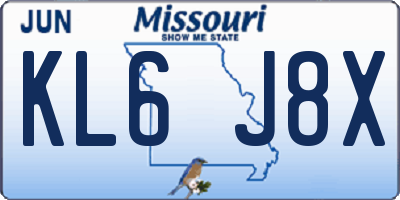 MO license plate KL6J8X