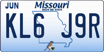MO license plate KL6J9R