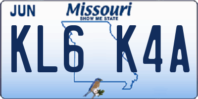MO license plate KL6K4A