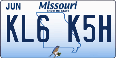 MO license plate KL6K5H