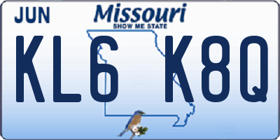MO license plate KL6K8Q