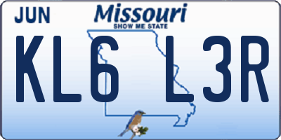MO license plate KL6L3R