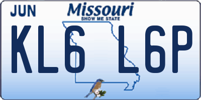 MO license plate KL6L6P