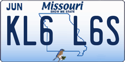 MO license plate KL6L6S