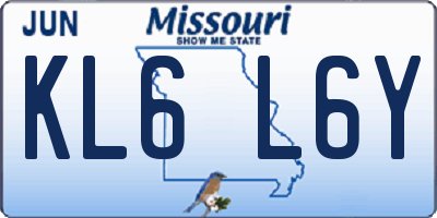 MO license plate KL6L6Y