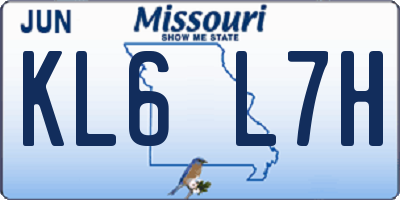MO license plate KL6L7H