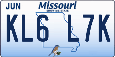 MO license plate KL6L7K