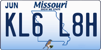 MO license plate KL6L8H