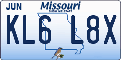 MO license plate KL6L8X