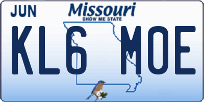 MO license plate KL6M0E