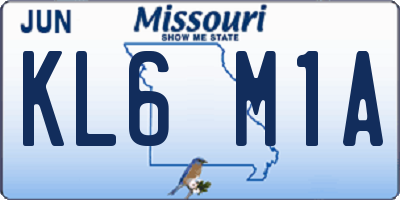 MO license plate KL6M1A