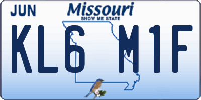 MO license plate KL6M1F