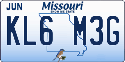 MO license plate KL6M3G