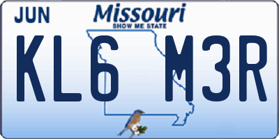 MO license plate KL6M3R