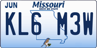 MO license plate KL6M3W