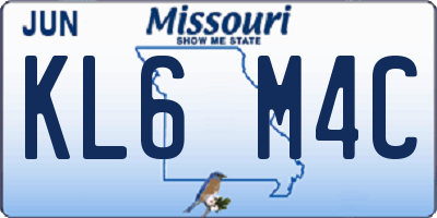 MO license plate KL6M4C