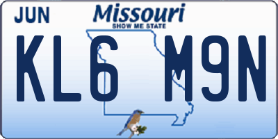 MO license plate KL6M9N